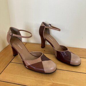 Nine West Leather Patchwork High Heels Ankle Strap Pumps Vintage Y2K